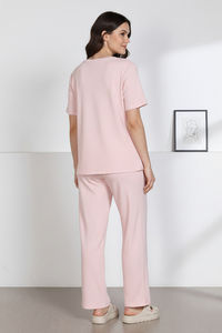 Zivame 2 Mile Fashion Knit Cotton Loungewear Set - Pink Dogwood — thumbnail 3